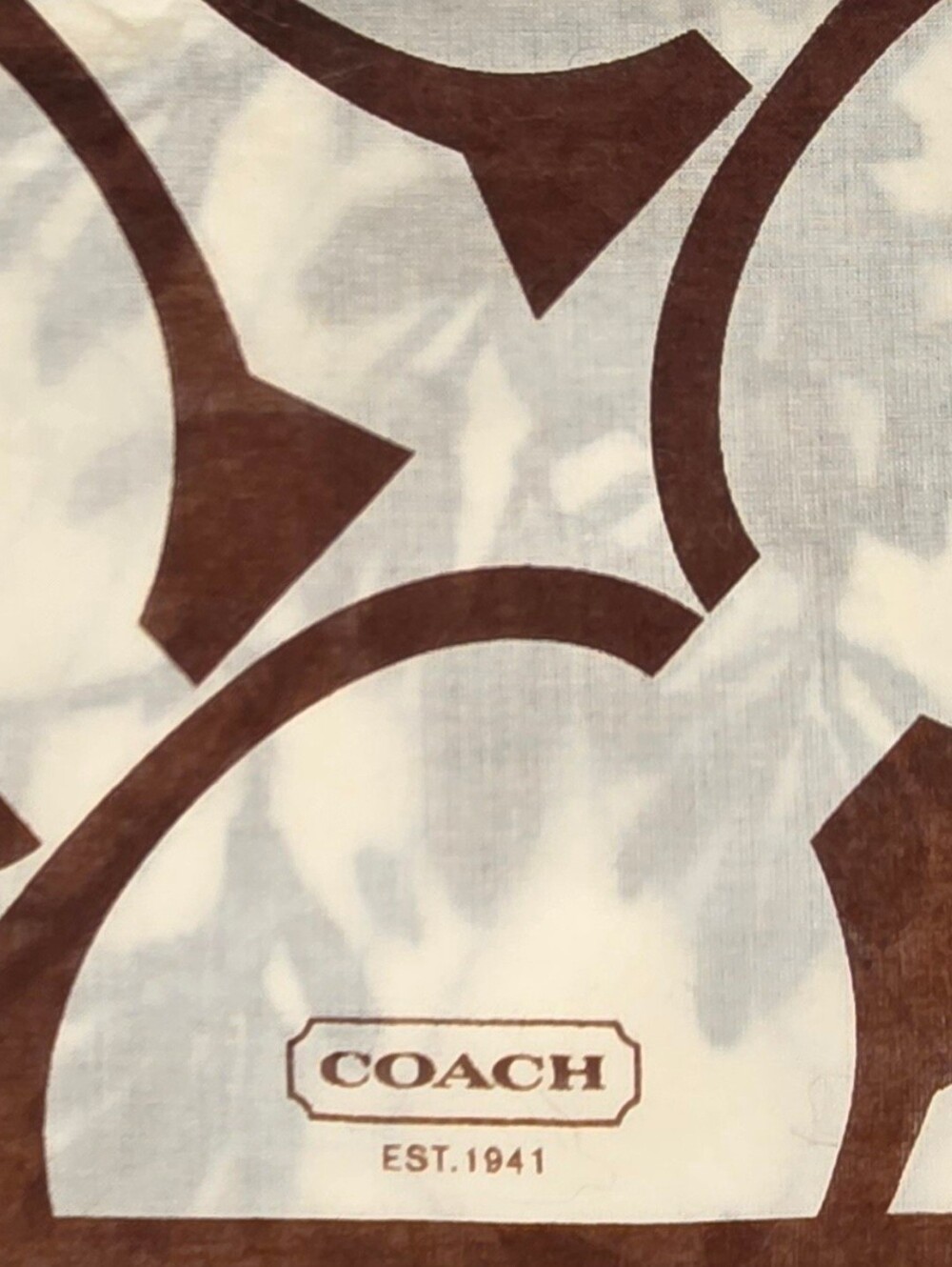 Coach Signature C Logo Square Scarf Bandana Brown Cream - Picture 3 of 6